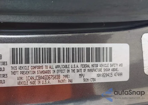 2016 Jeep Compass Sport из США, поврежденный, VIN 1C4NJCBA4GD675038